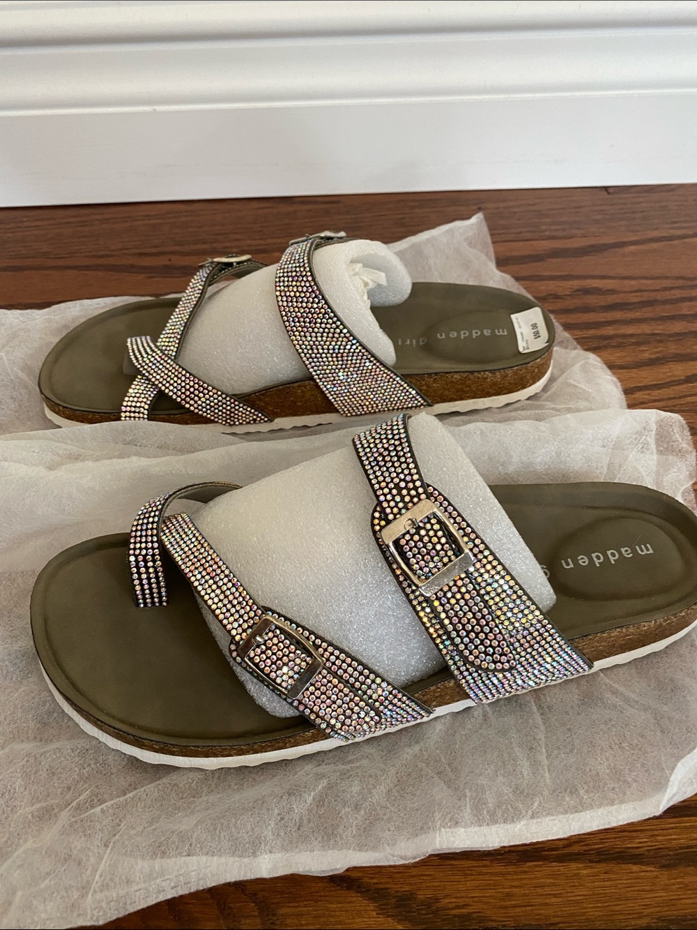Madden Girl Olive Sandals with Iridescent Crystal Straps and Buckles - Picture 4 of 5